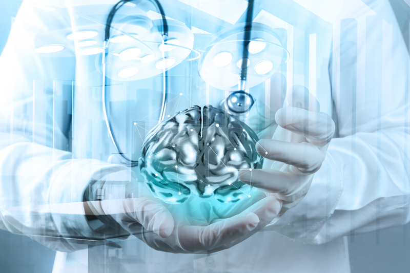 image of a doctor holding a brain